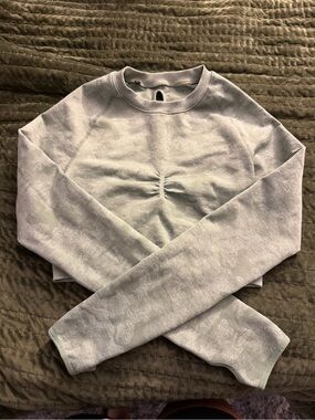 Gymshark Light Sage Cropped Ruched Sweat Top